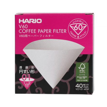 Hario V60-01 fehér papírfilter 40 db