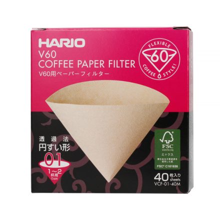 Hario V60 Misarashi barna papírfilter, V60-01, 40db