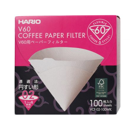 Hario V60 fehér papírfilter, V60-02, 100db
